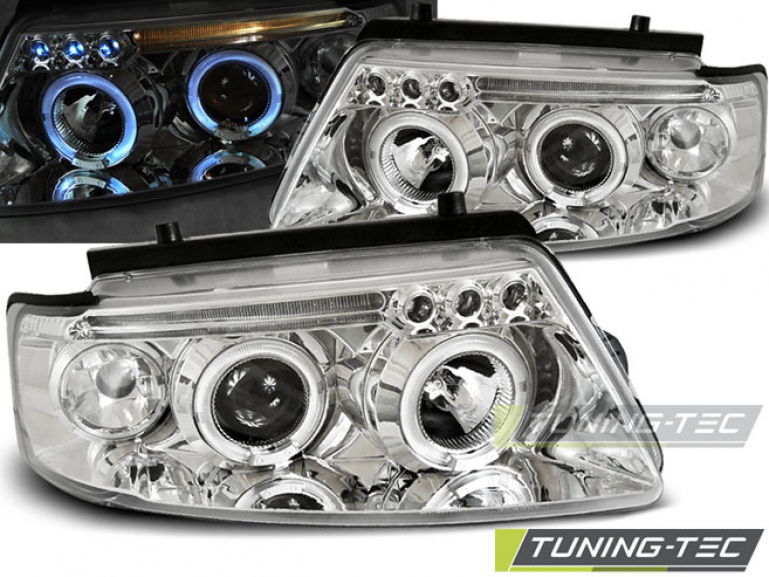 LED Angel Eyes Scheinwerfer für VW Passat 3B (B5) 96-00 chrom